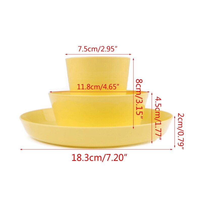 12Pcs Plastic Dinnerware Set Reusable BPA Free Cups Bowls Plates For Toddlers Kids Children Boys Girls Picnic Party Supplies Set