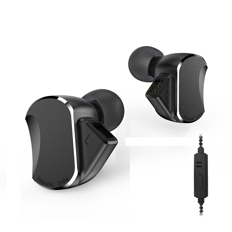 Ak bqeyz  bq3 3ba+2dd hybride in-ear oordopjes oordopjes hifi bas dj monitor hardlopen sport oordopjes headset oordopjes met microfoon: Zwart met microfoon