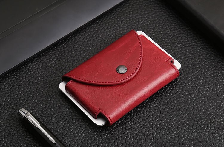 Rfid Credit Card Wallet Metal Mannen Vrouwen Id Kaarthouder Minimalistische Portemonnee Aluminium Blokkeren Portemonnee Voor Kaarten: Red