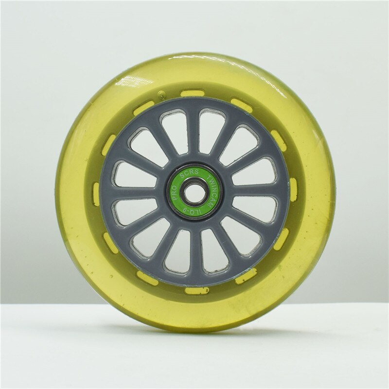 Patines de velocidad en línea, Patines semitransparentes verdes 83A, ruedas duraderas de PU para patinete con rodamiento de ILQ-9, 2 unids/set por juego, 110mm: green