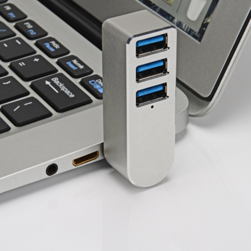 Premium 3-Port Aluminum Mini USB 3.0 Hub ,90°/180° Degree Rotatable,for PC, Laptop, Notebook PC, XPS and More