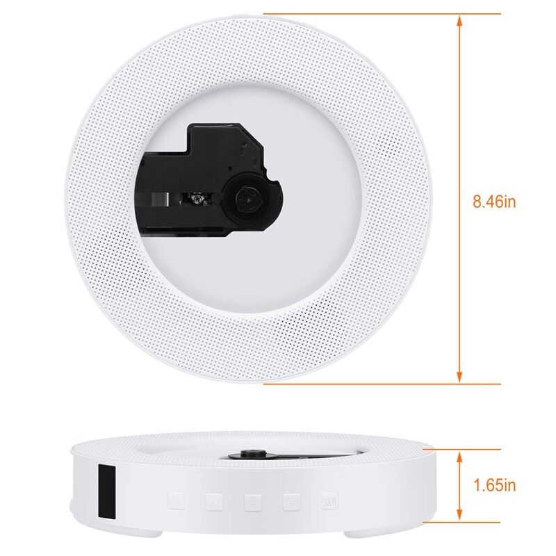 Draagbare cd-speler met bluetooth, aan de muur te bevestigen cd-speler met afstandsbediening voor thuis, ingebouwde hifi-luidsprekers met hoofdtelefoon j