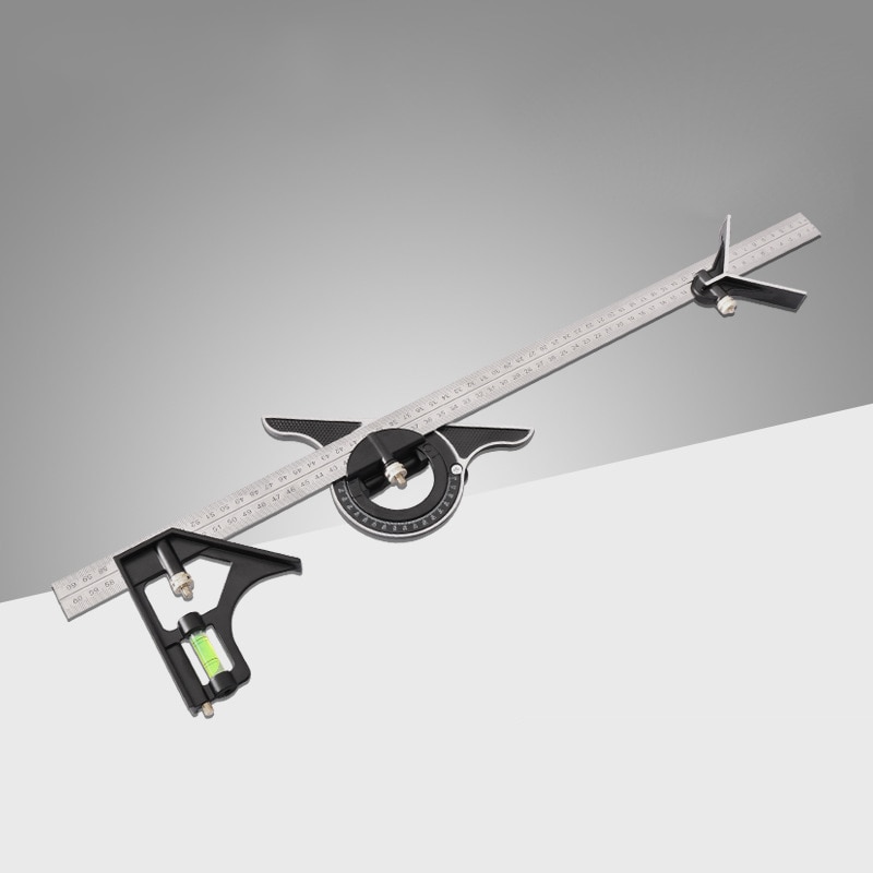 300mm Adjustable Combination Try Square Set – Stainless Steel, Metric/Imperial, 12" Right Angle Guide