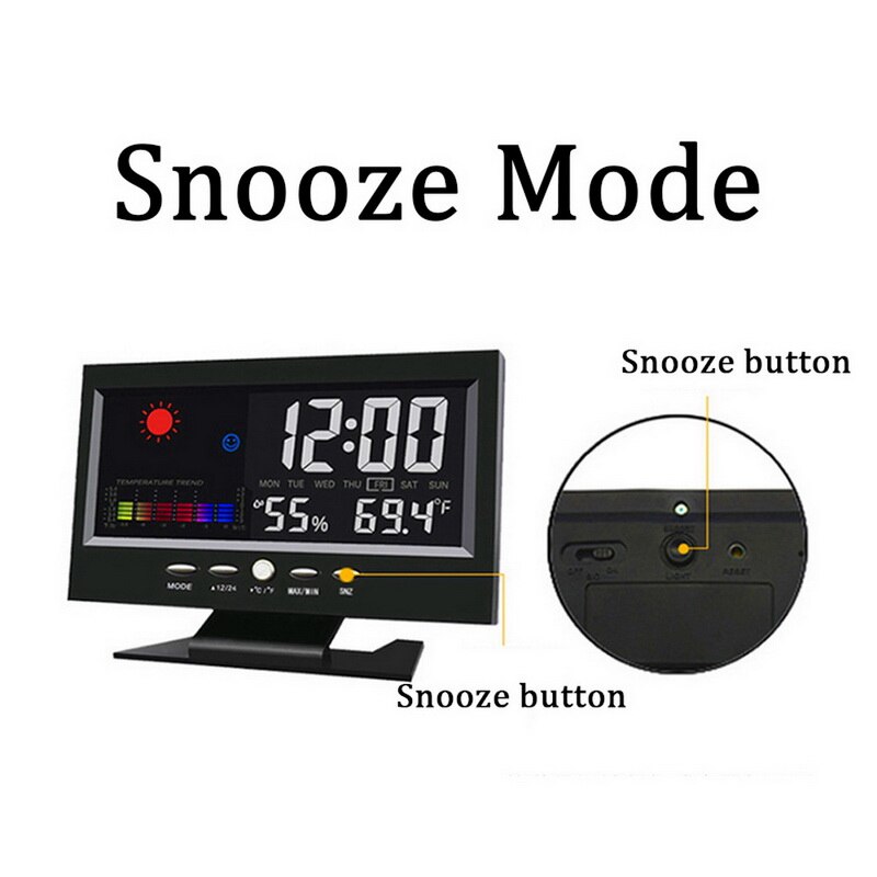Voice Control LCD Screen Thermometer Clocks indoor Humidity Monitor Electronic Digital Display Temperature Alarm Clock Calendar