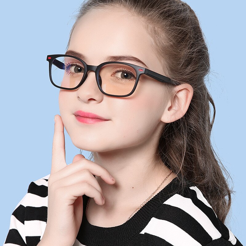 Blue Light Blocking Glasses Kids Flexible TR90 Frame Plain Computer Gaming Glasses Children Eyewear Girls WD5104
