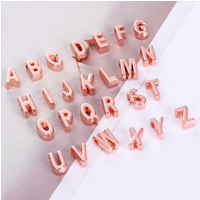 A--Z 26 English alphabet necklace jewelry letter accessories with perforated letters accessories girlfriends small persona: Rose Gold Color