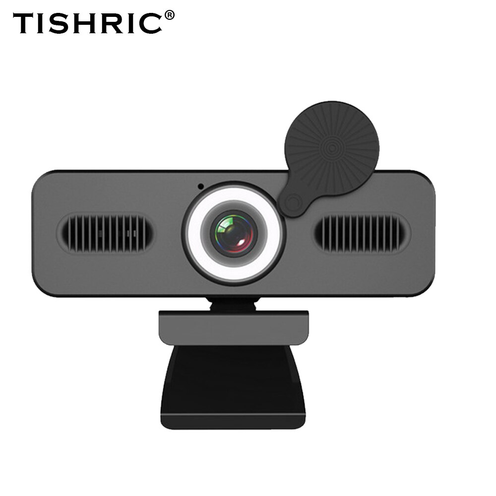 TISHRIC Webcam 4K C360 Full HD 8 megapixel Web Camera with Microphone USB Web Cam PC Computer Camera with Bracket Fill Light: webcam 4K