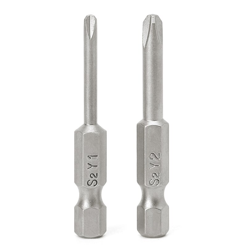 2 Pcs 50mm Magnetic 1/4&#39;&#39; Hex Shank Tri-wing Y Tip Head Screwdriver Bits Set