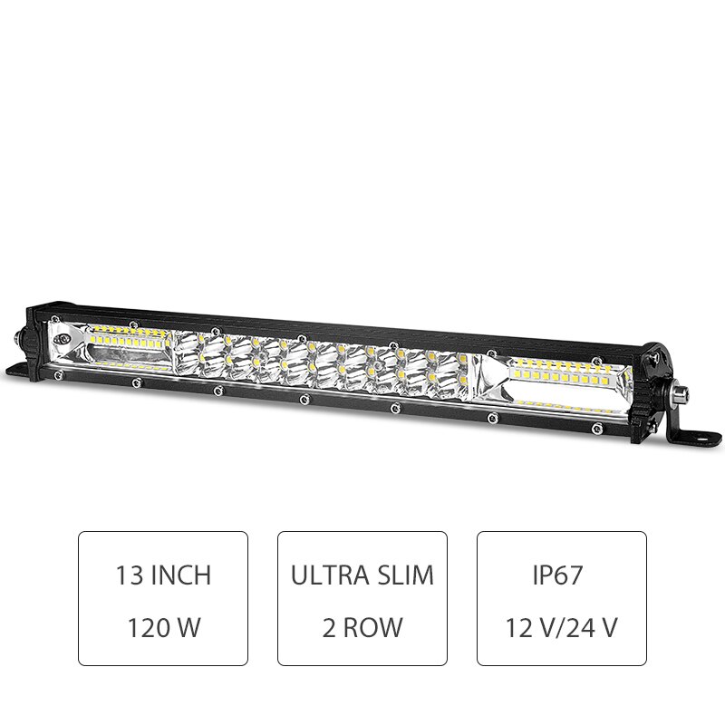 Ultra Slim led bar 7'' 13'' 20 inch Dual Row LED Light Bar combo Beam For 4X4 ATV Off Road car Driving Lights barra led 12V 24V: 13 inch combo light