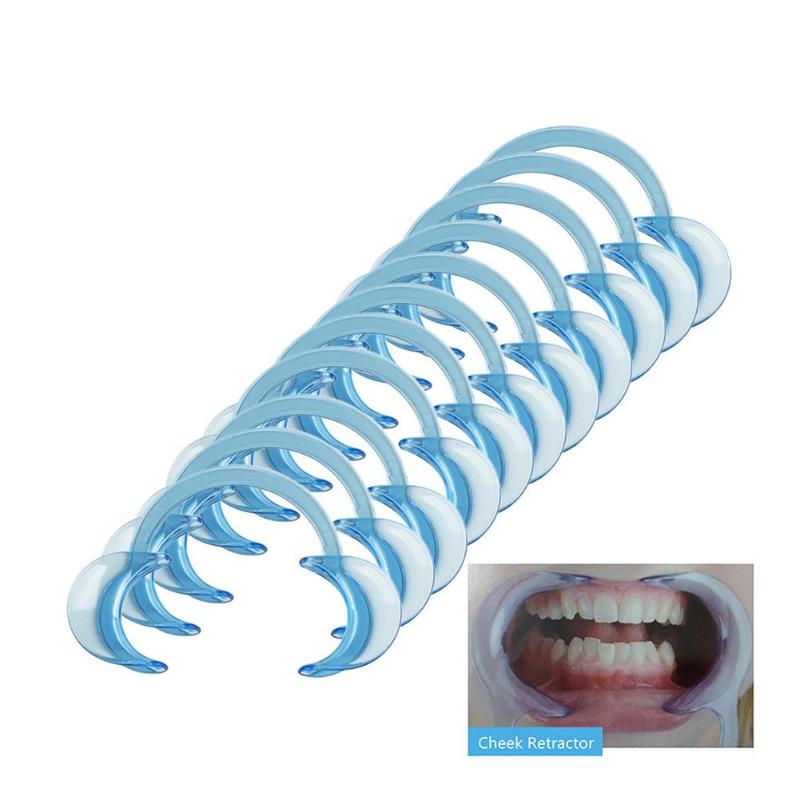 10Pcs Mond Opener Blauw Wegwerp Plastic Dental Opener 2 Maten C Type Herbruikbare Gezondheid Oral Care Wangen Retractor Lip opener