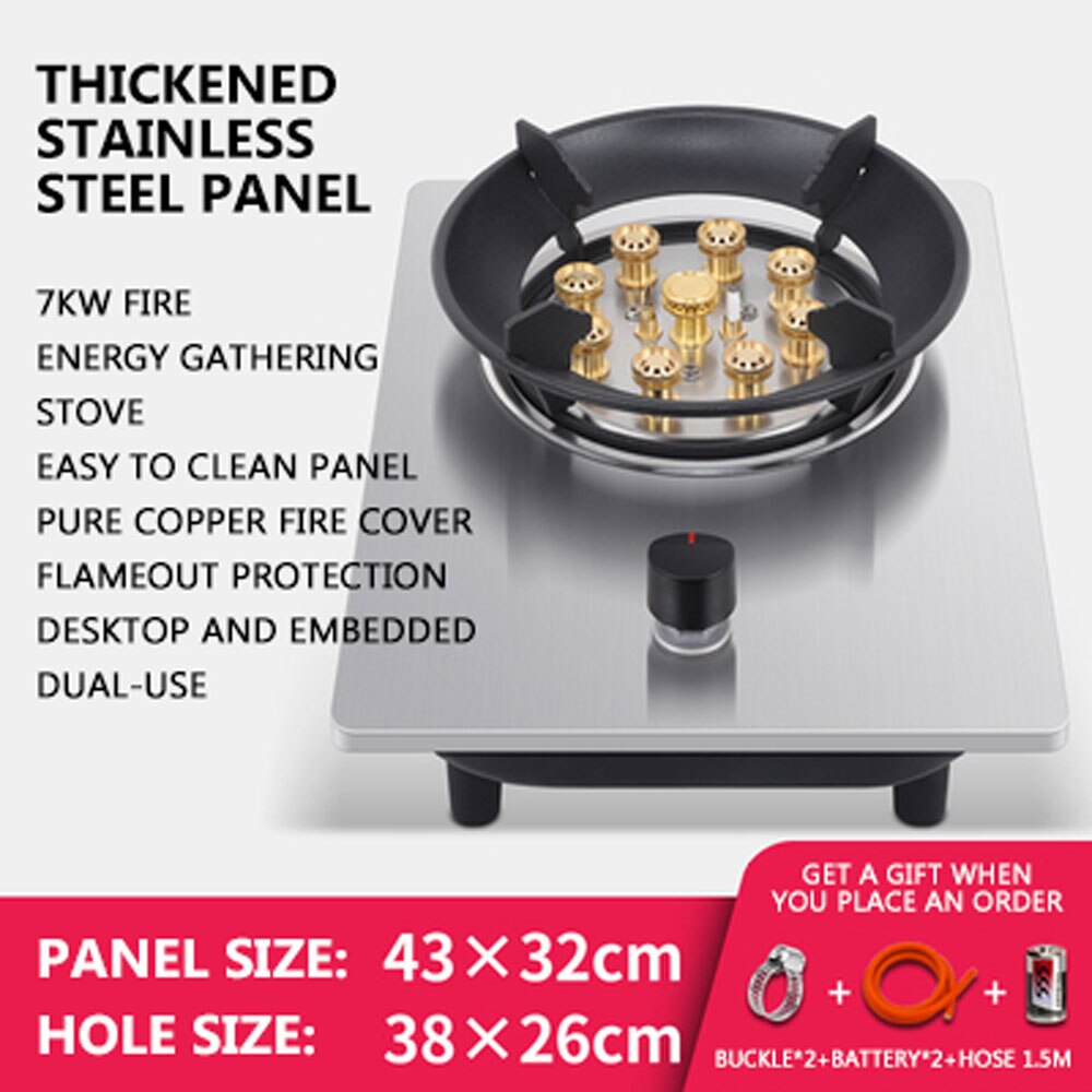 Built in Gas Stove Estufa de gas Desktop Single Stove Liquefied Gas Hob Household Windproof Gas Stove Fierce Fire