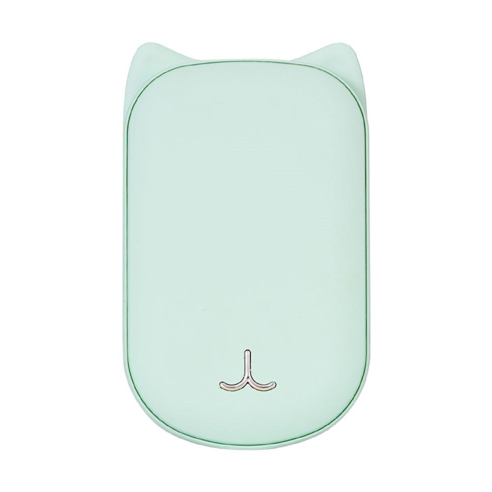 3600mAh Cute USB Rechargeable LED Electric Hand Warmer Heater Travel Handy Long-Life Mini Pocket Warmer Home Warming Product: Green