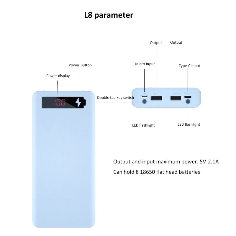 DIY Power Bank 18650 Battery Case Power Bank Battery Storage Box Powerbank Box Charger Shell Case 8X 10X 18650 Type C Interface