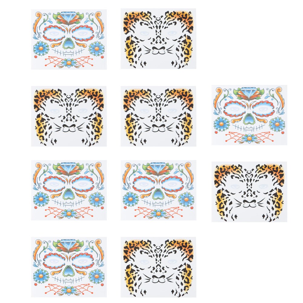 10 Vellen Schedel Tijdelijke Gezicht Tattoos Gezicht Stickers Voor Halloween Party