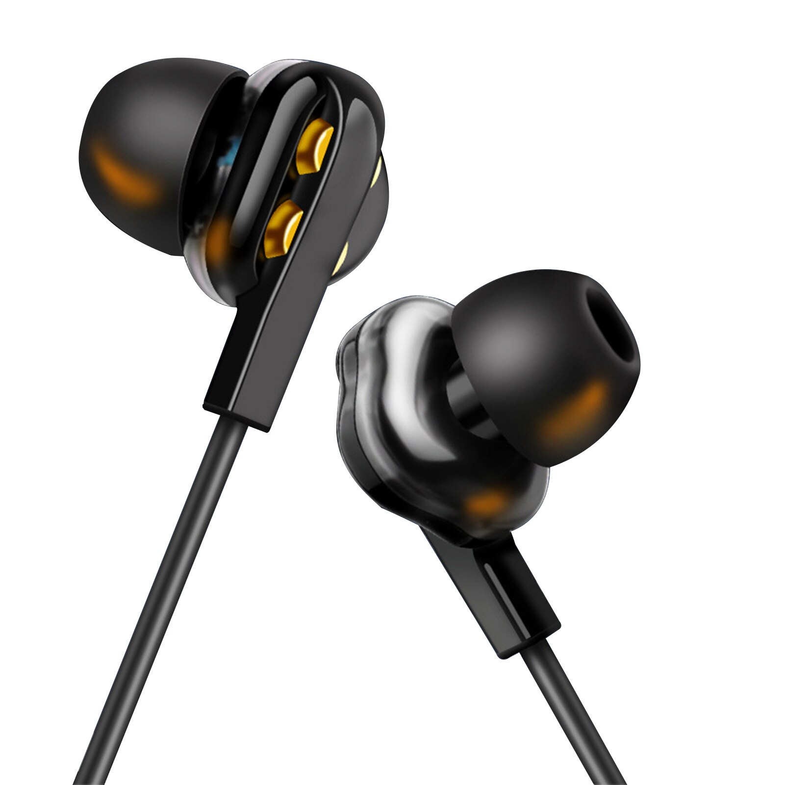 R7 3.5Mm Dual Speaker Dynamische Wired Zware Bas Sport In-Ear Oortelefoon Met Microfoon