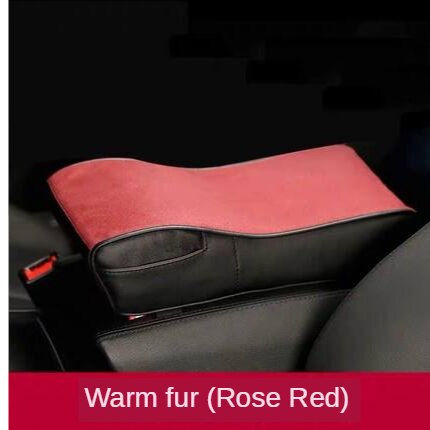 Leren auto armsteun kussen auto middenconsole stoel armleuningen box covers bescherming hand verhoging steunen accessoires: Bont zwart rood