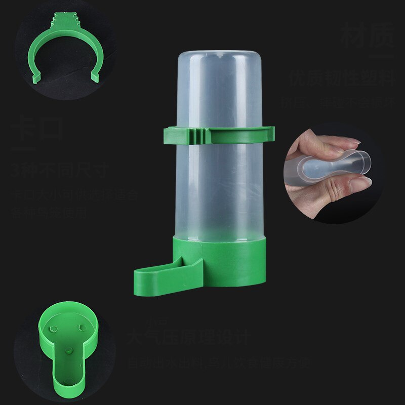 Bird Water Drinker Feeder Waterer with Clip Pet Bird Supplies Dispenser Bottle Drinking Cup Bowls for Pet Parrot Cage