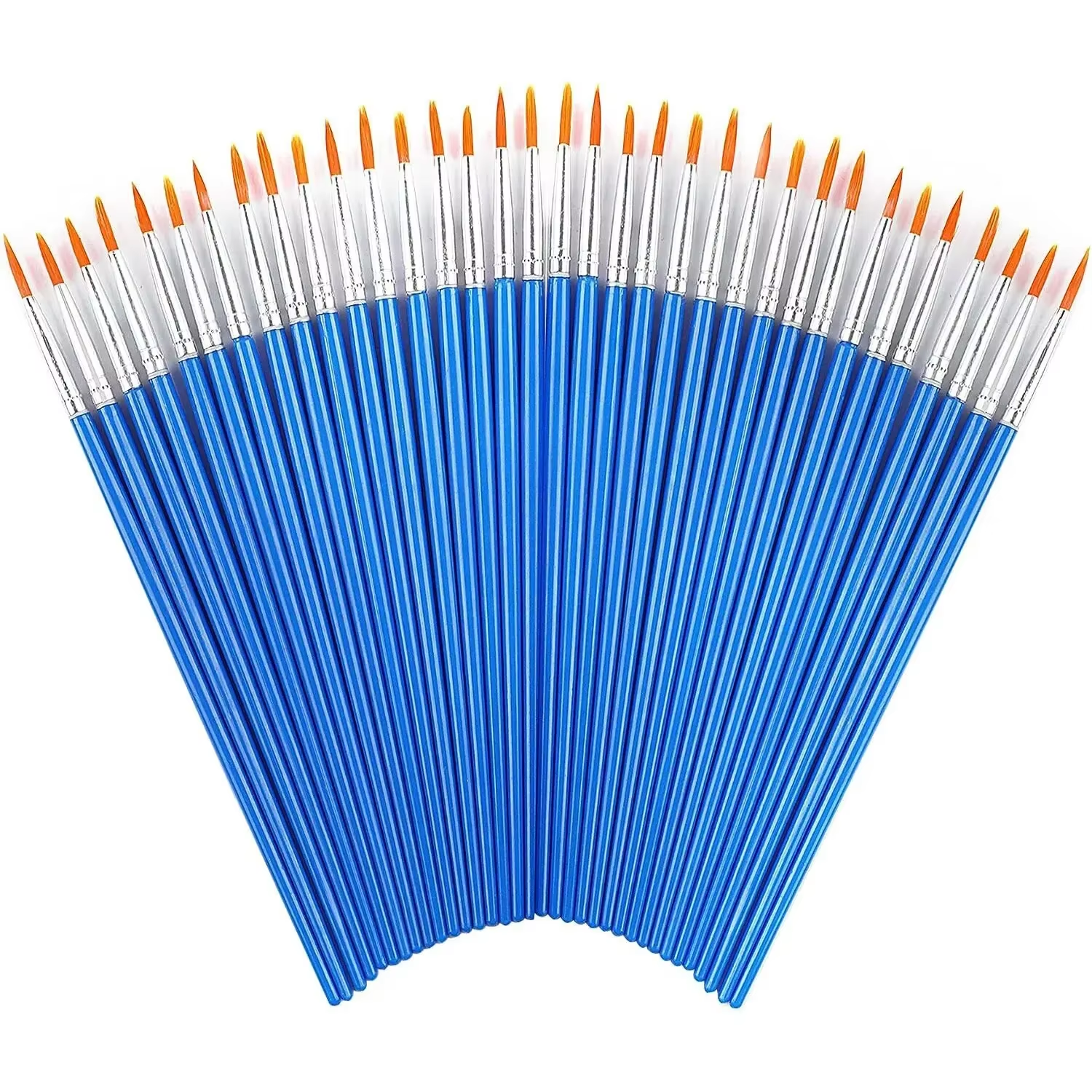 50 stuks schilderborstels set kunst rond plat haar nylon haar kwast voor olie acryl aquarel kinderen/kunstenaars/beginners/studenten: Blauw