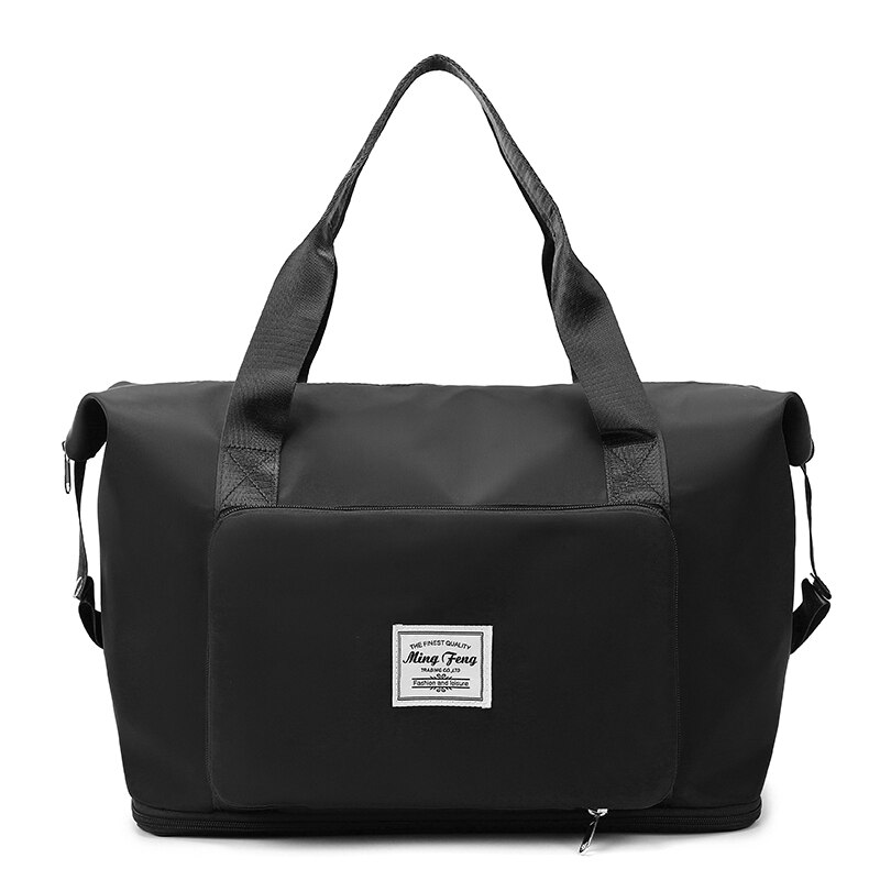 Large capacity foldable travel bag for women, multi-functional waterproof duffle bag, unisex sports gym handbag, storage tote bag: Black