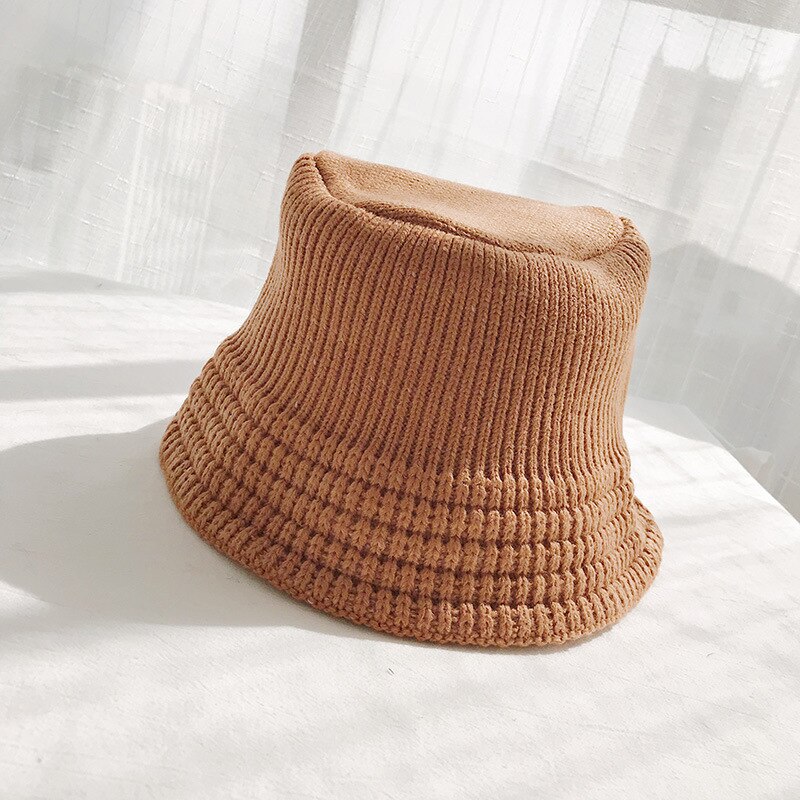 Wol Winter Emmer Hoed Panama Vrouwen Mannen Bob Hip Hop Cap Gorros Effen Kleur Unisex Caps Man Vissen Emmer platte Hoed: Brick red