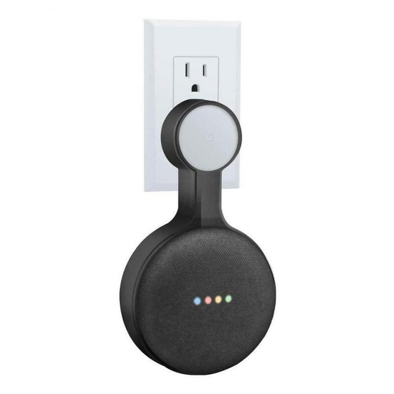 For Google Home Mini Voice Assistant Outlet Wall Mount Hanger Stand Indoor Speaker Holder Fit US Plug Google: black