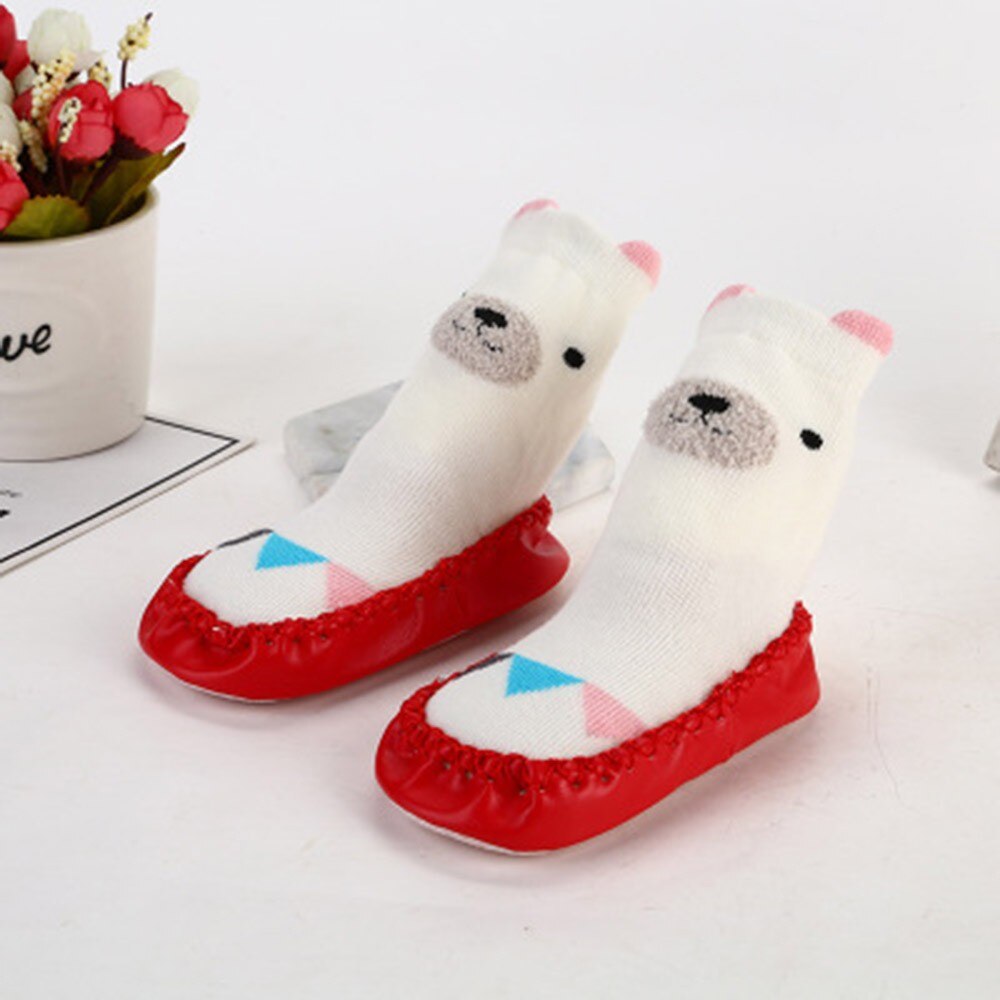 Calcetines antideslizantes para niños y niñas, Calcetines antideslizantes gruesos y cálidos con dibujos de animales, calcetines informales antideslizantes para interiores, zapatillas @ 45: D / 0 to 6M