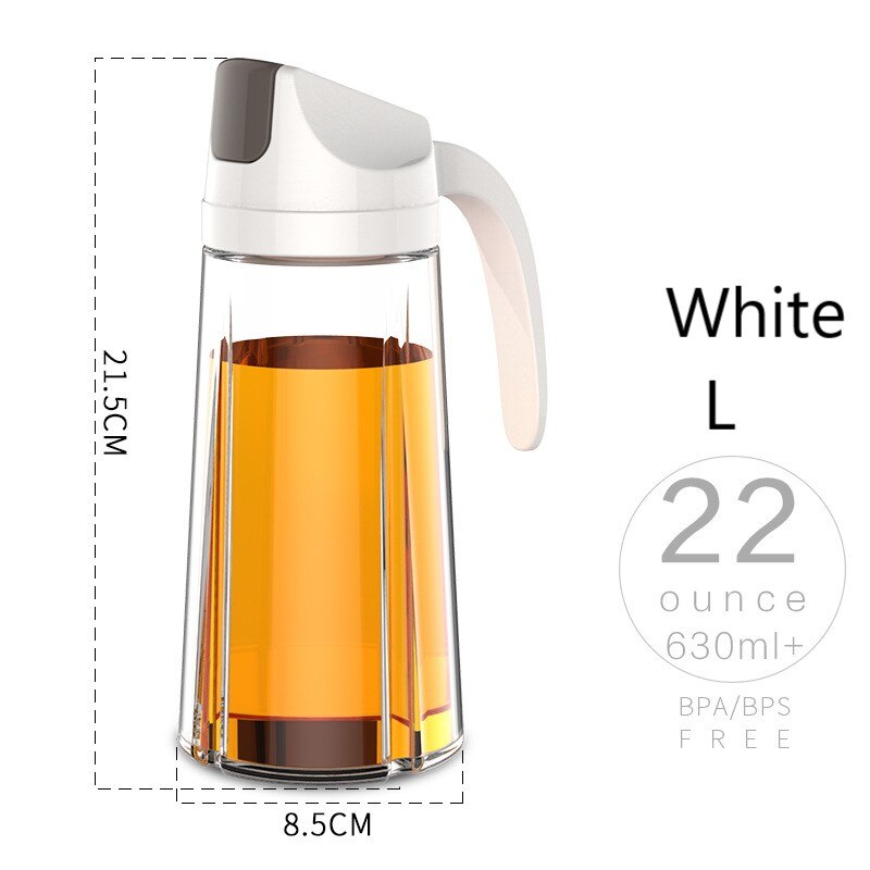 Distributeur de bouteilles d'huile en verre, étanche, à rabat automatique, huile d'olive, vinaigre, condiments, Transparent, accessoires de cuisine: 630ml White