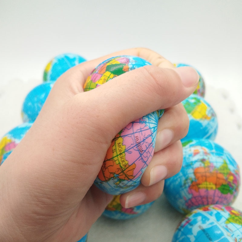 63 Mm Anti Stress Relief World Map Foam Bal Atlas Globe Palm Bal Planeet Aarde Bal Speelgoed Voor Kinderen Meisjes jongens