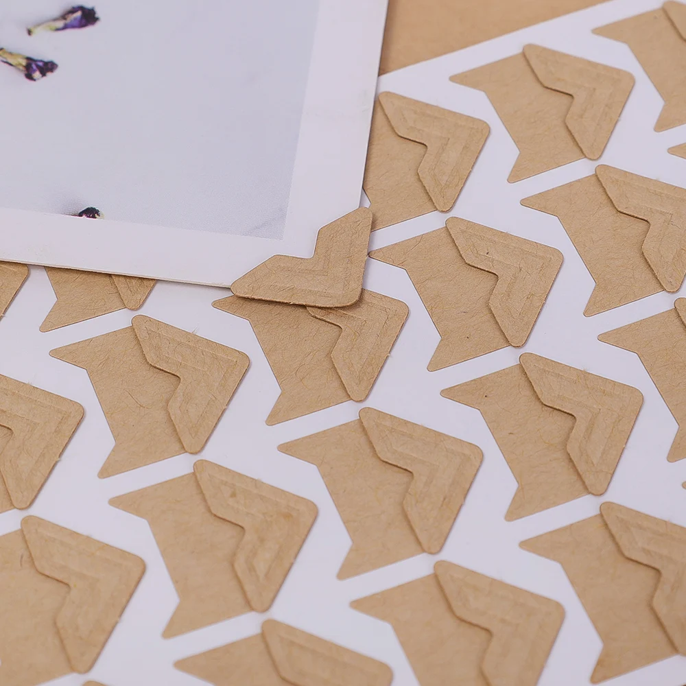 Lots Corner Stickers Album Vintage Corner Kraft Paper Stickers Self Adhered DIY Handwork Frame Photo Gold Silver Decoration