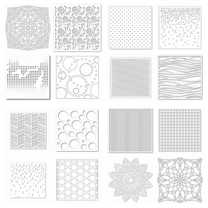 Mixed Shape Stripe Dots Circle Flowers Plastic Stencil DIY Card Album Make Scrapbook Handmade Stencil Drawing Sheet 09