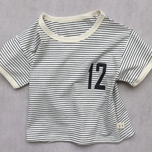 MILANCEL Sommer Baby Kleidung gestreift Baumwolle T-Shirt Koreanische verlieren Spitzen für Mädchen und Jungen Einfache lässig tapsen Spitzen: Weiß / 12m