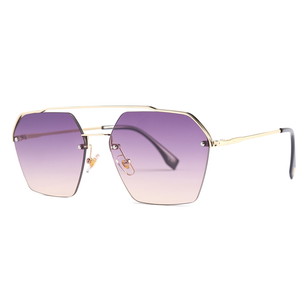 JackJad gafas De Sol De Semi-Rimless Hexago estilo remaches mujeres degradada gafas De Sol 25034