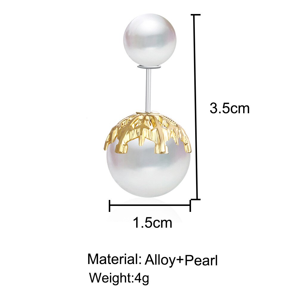 Broche à Double tête en Imitation de perles, Simple, grande broche, strass, couleur or, , Cardigan, vêtements, accessoires: A-021