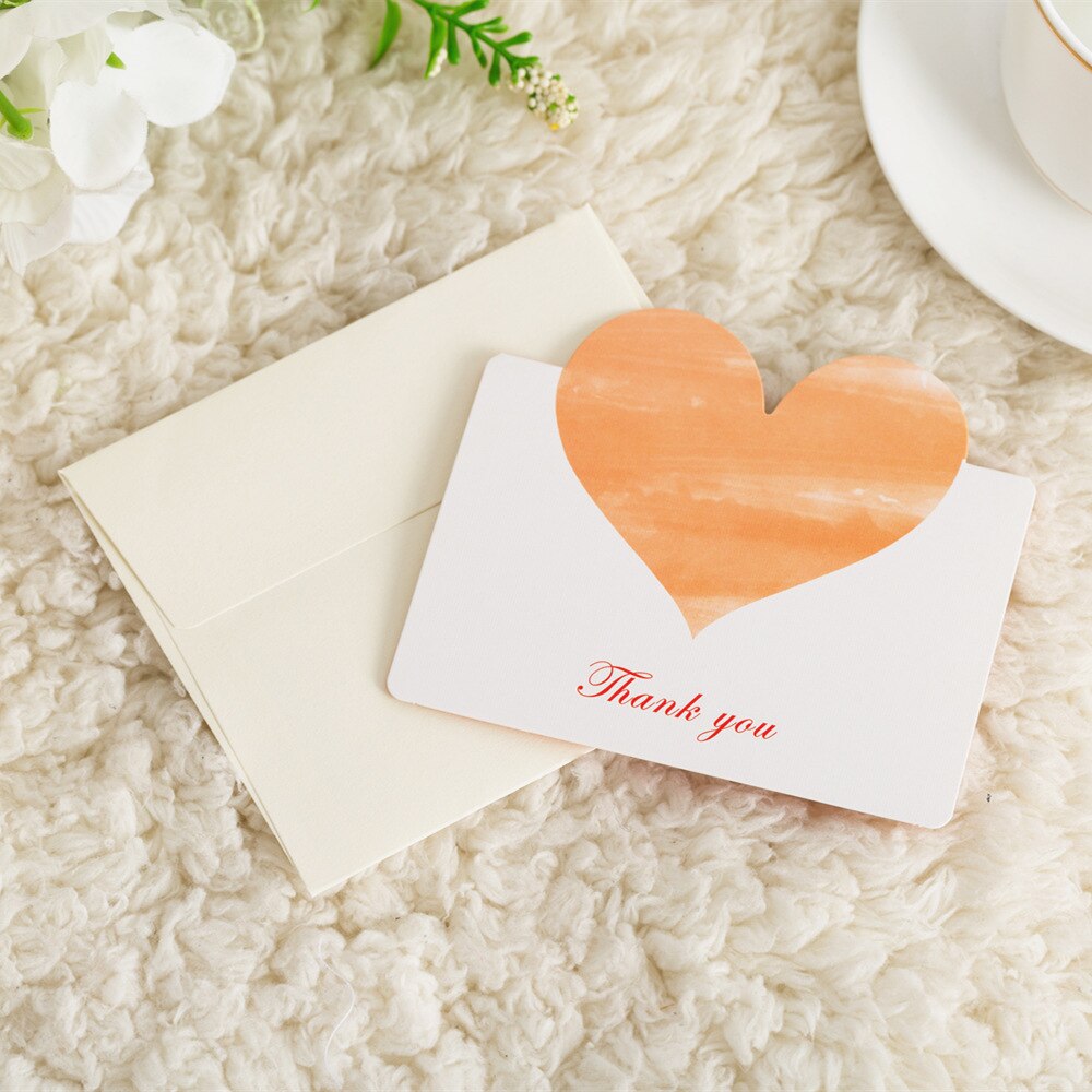6sets Heart Shape Cards with Envelope DIY Greeting Pocket 3.38 x 3.86 Inch Valentines Day Best Wishes Happy Every Day Cards: Orange