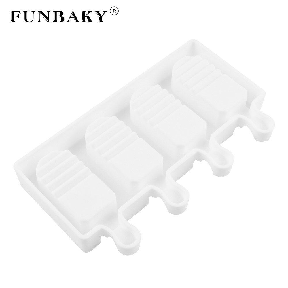 FUNBAKY Ice Cream Molds Silicone Popsicle Forzen Party With Wooden Sticks