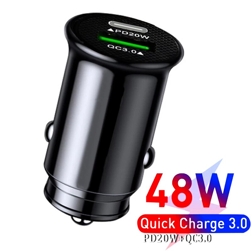 20W PD + QC 3.0 szybka ładowarka samochodowa do iPhone 13 12 11 Pro Max Xiaomi Huawei Samsung S22 21 10 48W szybkie ładowanie typu C USB