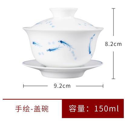 Pure Hand-Painted Colorful Lotus Sancai Cover Bowl Underglaze Ceramics Gaiwan Thin Tire Tea Maker Tea Accessories: 4