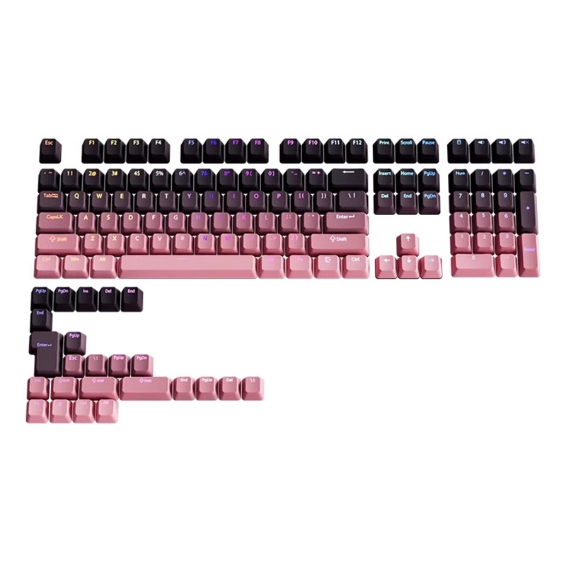 132 Tasten RGB-Tastenkappen mit Farbverlauf und Hintergrundbeleuchtung für mechanische Spielen-Tastatur Kirsche Mx schalten, OEM-Profil, PBT-Tastenkappe, ISO-Layout-Tastenkappen: Lila verrotten