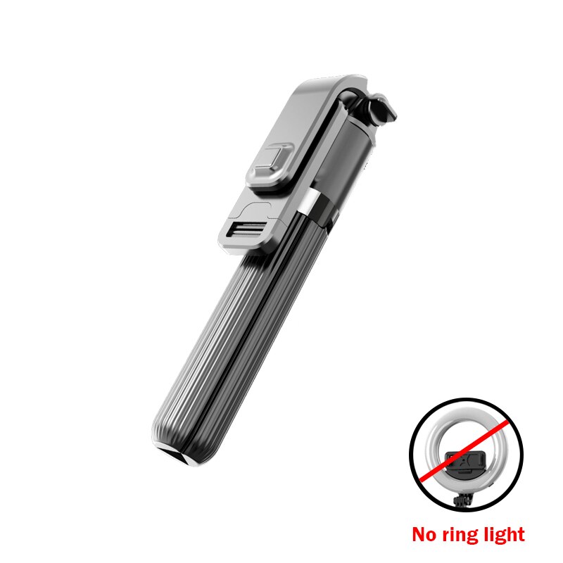 4 in 1 selfie ring light wireless Bluetooth Selfie stick mini tripod Handheld Extendable 3 Levels light selfie stick With Remote: Black