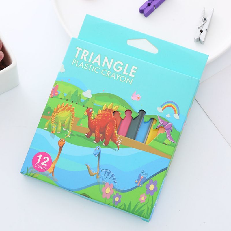 1 Juego de artículos de papelería lavables Lytwtw, dibujos animados, animales, frutas, material escolar, colores bonitos y encantadores, crayón para estudiantes: A-12Color