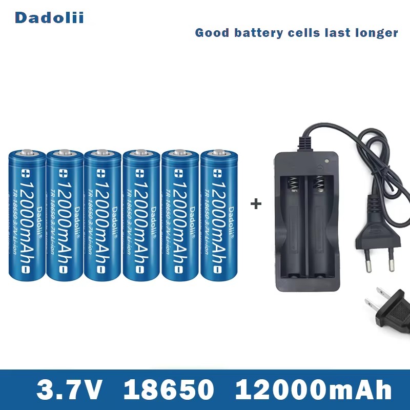 18650 Battery Rechargeable Battery 3.7V 18650 12000mAh Capacity Li-ion Rechargeable Battery For Flashlight Torch Battery+Charger: Pink