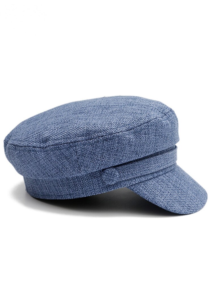 Boina de algodón transpirable para mujer, gorro plano octogonal informal, 036: blue