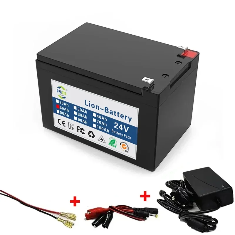 24V Batterie 80Ah 25,2 Lithium Batterie Pack wiederauf ladbare Batterie für Solarenergie Elektro fahrzeug Batterie 2. 7 v2a Ladegerät
