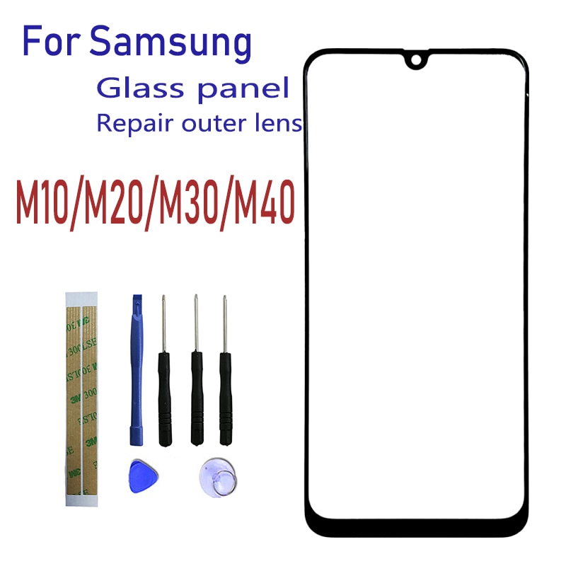Cristal frontal de repuesto para Samsung Galaxy M10, M20, M30, M40, A60, A50, A30, Panel táctil LCD, lente exterior, pantalla frontal de cristal