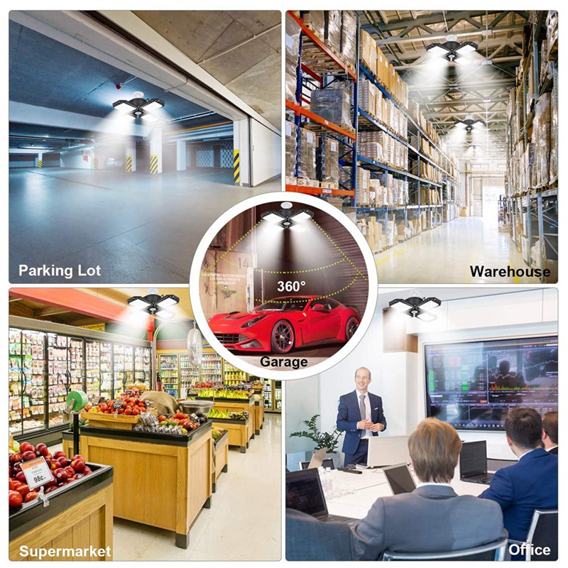 LED Garage Lights With 4 Adjustable Panels Garage Lights Suitable For Garages, Basements Barns High Bay Lights