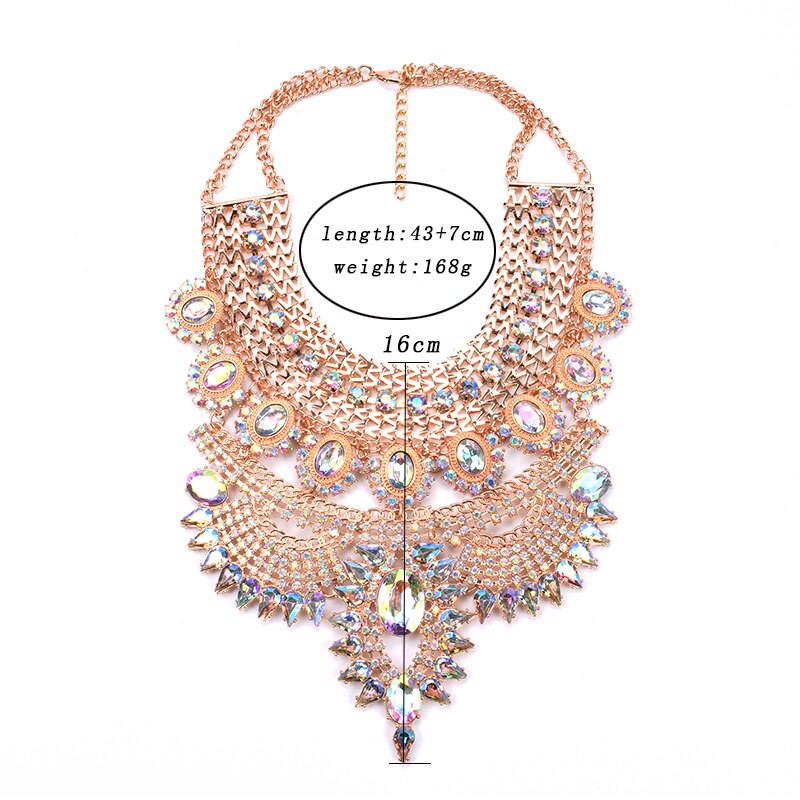 Indian Statement Big Chokers Necklace Women Crystal Large Collar Necklaces Female Big bib Necklace Boho Ethnic Costume Jewelry