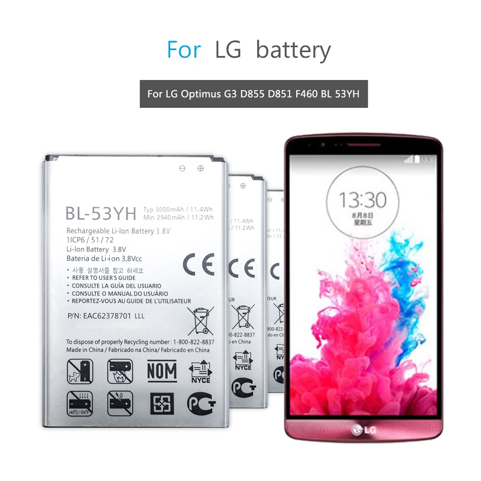 BL-53YH BL53YH Batterij Voor Lg G3 D858 D855 D857 D859 D850 F400 F460 F470 F400L D830 D851 VS985 Bl 53YH bateria