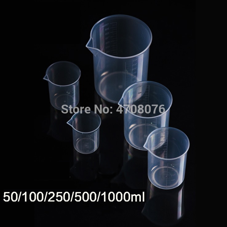 50,100,250,500,1000ml 5pcs/set PP laboratory beaker with scale mark Lab measuring cup clear flat bottom for scientific test
