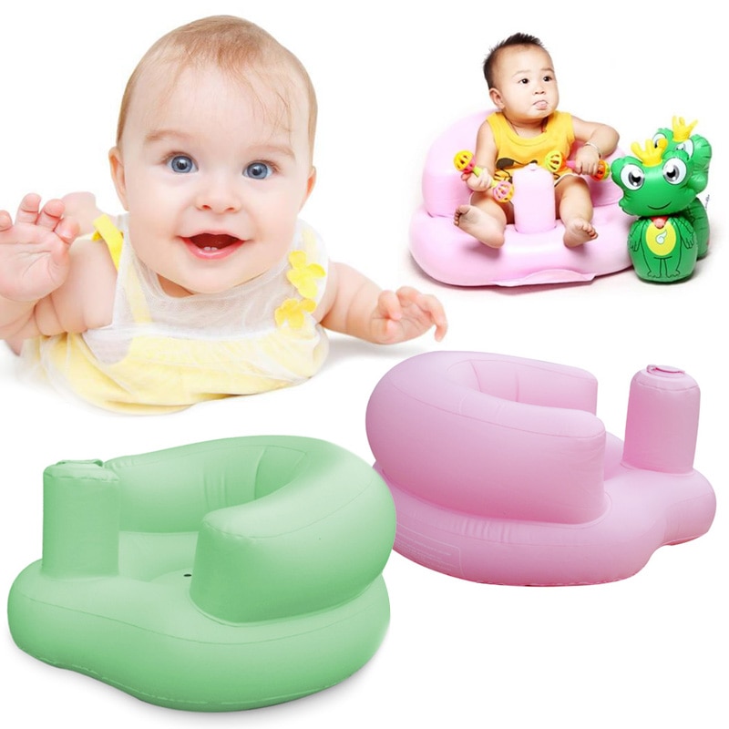 baby oppblåsbar stol lær badestol spisestuestol badesofa babysete plass trygt 2 farger miljøvennlig pvc stol
