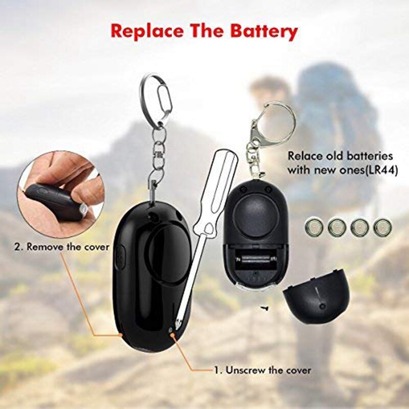 120DB Safety Personal Alarms,Keychain Personal Alarm with Flashlight Siren